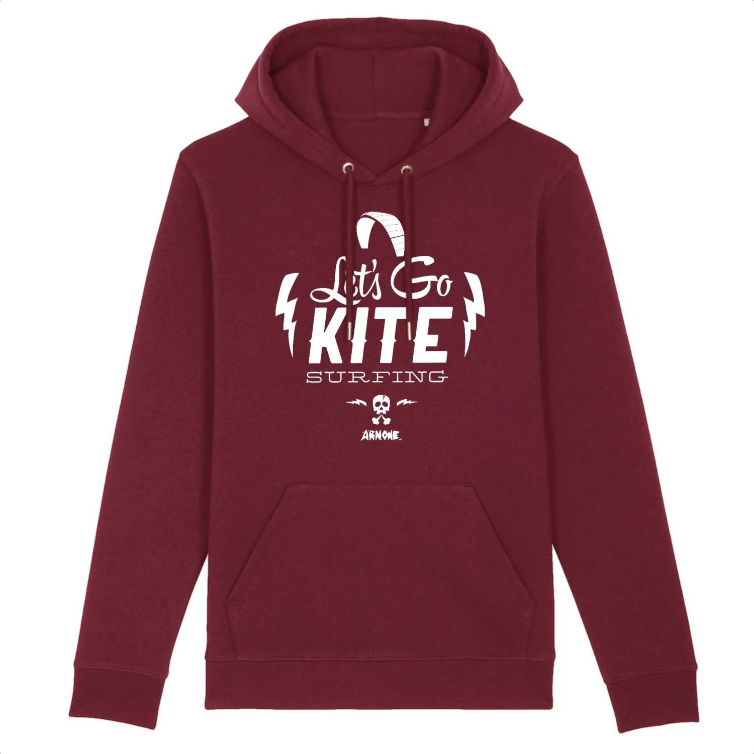 Let’s Go Kitesurfing hoodie with bold kiteboarding graphic