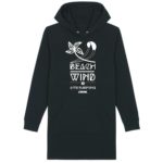 Woman wearing Beach Wind Kitesurfing hoodie, graphic kite and palm design, comfy post-session style