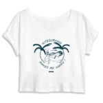 Kitesurfing Makes Me Happy women’s crop top with graphic kitesurf design and palm trees